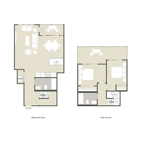 Floor plan for 2 beds, 2 baths, 1012 sqft